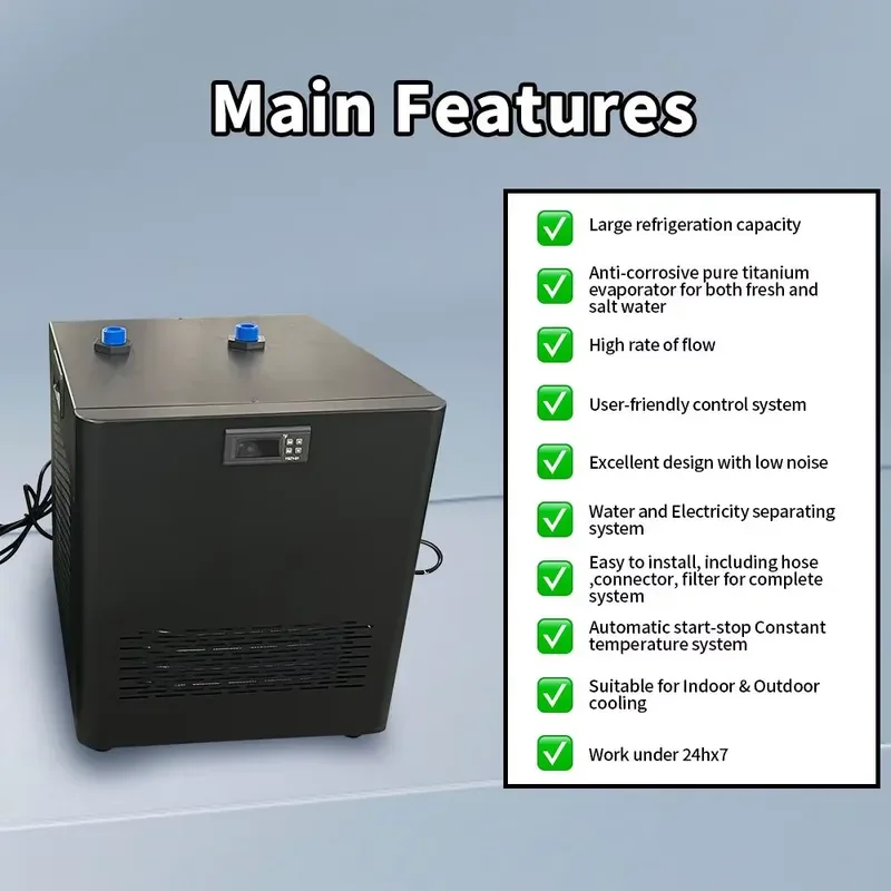 1/2HP Metal Modern Water Chiller for Aquarium Ice Bath Hydroponic Systems-Recirculating Chiller