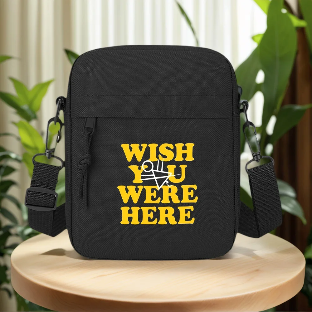 Wish you were here emblem design Men Crossbody Bag Single Shoulder Women Cartoon Anime Film Printing Design Unisex