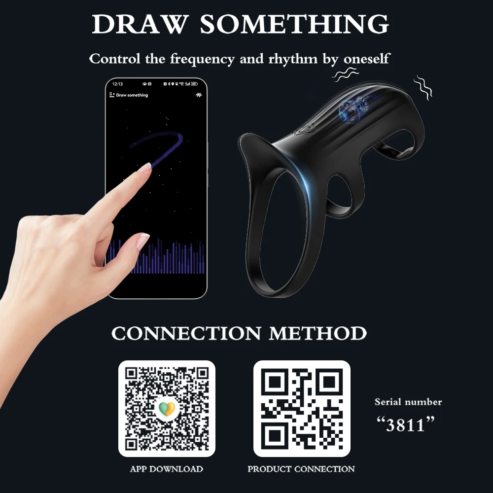 APP بلوتوث تهتز خاتم الديك القضيب الدائري هزاز تأخير القذف الجنس لعب للرجال زوجين Penisring كوكرينج ديك كم #5