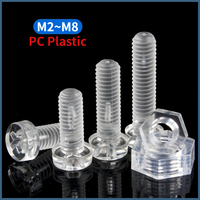 Acrylic PC Plastic Nylon Phillips Round Head Screws Transparent Clear Bolts with Hexagon Full Nuts M2 M2.5 M3 M4 M5 M6 M8