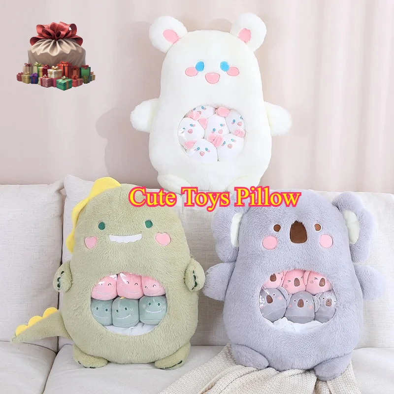 

Маленькие игрушки с животными внутри, милые мультяшные плюшевые игрушки, подушка, мягкая диванная подушка, домашний декор, украшения для детей, милый подарок на день рождения