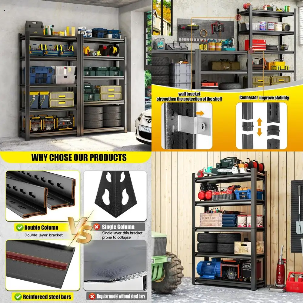 

Прочные промышленные металлические стеллажи 40W x 18D x 72H с грузоподъемностью 3020 фунтов, регулируемые, двухъярусные, для подвала или кухни