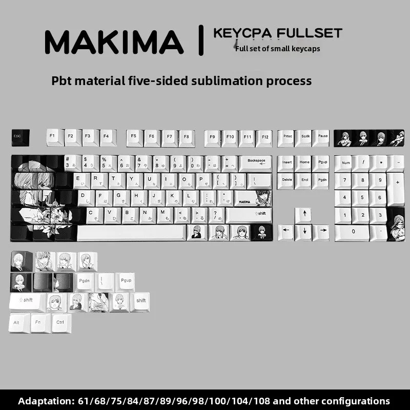 Makima Chainsaw Man Theme PBT Sublimation Keycap Compatible with Wooting60 and Other Small Series Keypads Keycaps