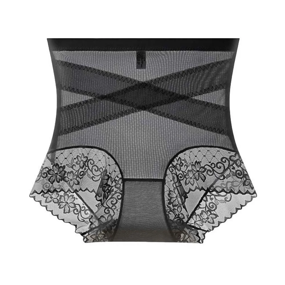 

High Waist Thin Lace Panties Belly Contracting Shapewear Slimming Shapers Mulberry Silk Crotch Seamless Butt Lifter Underpants