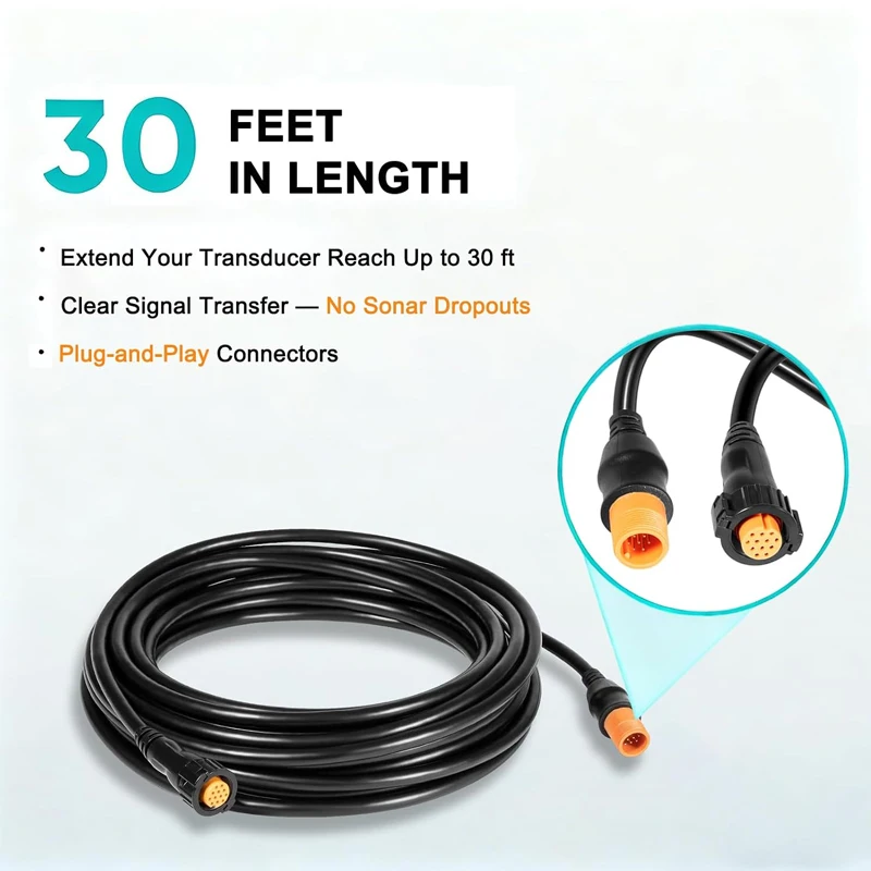 010-11617-42 Extension Cable 12-Pin, Compatible with 12-Pin Garmin Scanning Transducers, Airmar Transducers with XID (30 Feet)