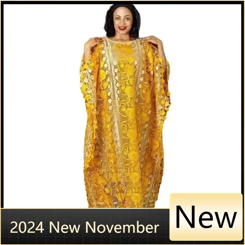 2025 Abiti africani per le donne Abbigliamento tradizionale africano Dashiki Ankara Abito in pizzo Abaya Robe Abito lungo maxi caftano musulmano