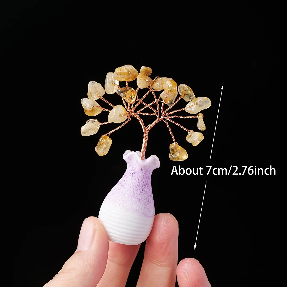 1pc Natural Gemstone DIY Made Mini Crystal Gravel Tree Rose Quartz Amethyst Healing Stones Handwoven Decoration