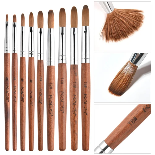 KADS-cepillo de uñas acrílico Kolinsky Sable profesional, para polvo acrílico, aplicación de extensión de uñas, herramienta de manicura para uñas acrílicas
