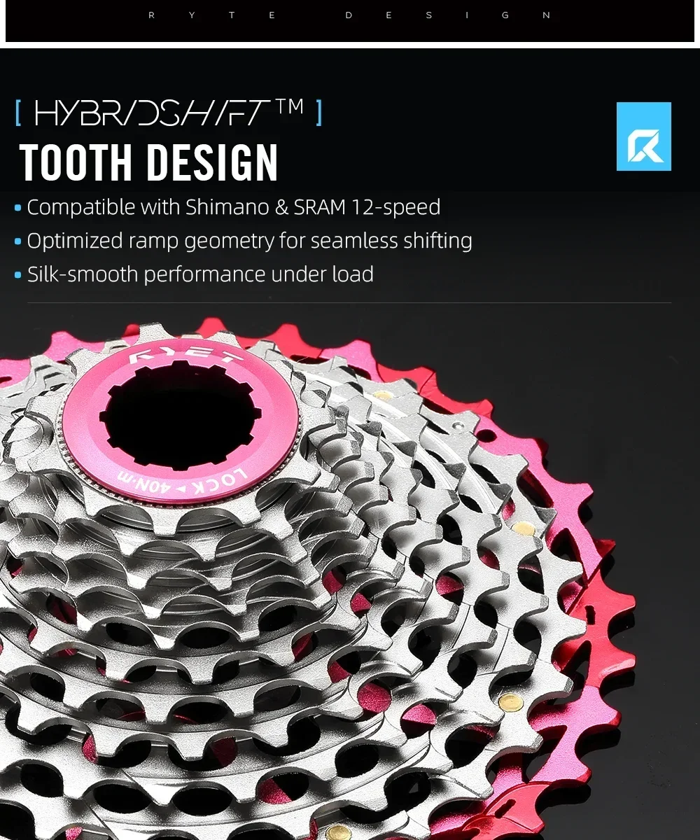 2026 RYET Fahrradkassetten 11-34T 12S CNC Alu/Stahl Kassette HG für Shimano Rennrad Gravel K7 Eloxierte Farbe 12-Gang Fahrradfreilauf – Detail 5
