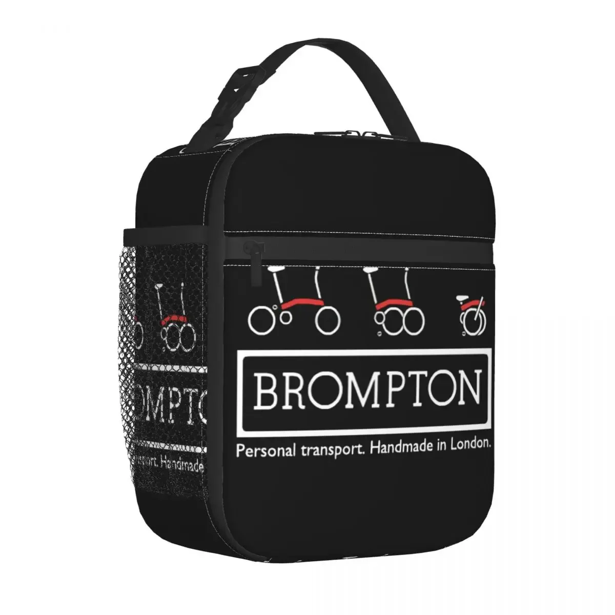 Bromptons Folding Bike Logo Insulated Lunch Bag for Women Leakproof Cooler Thermal Bento Box Office Work School