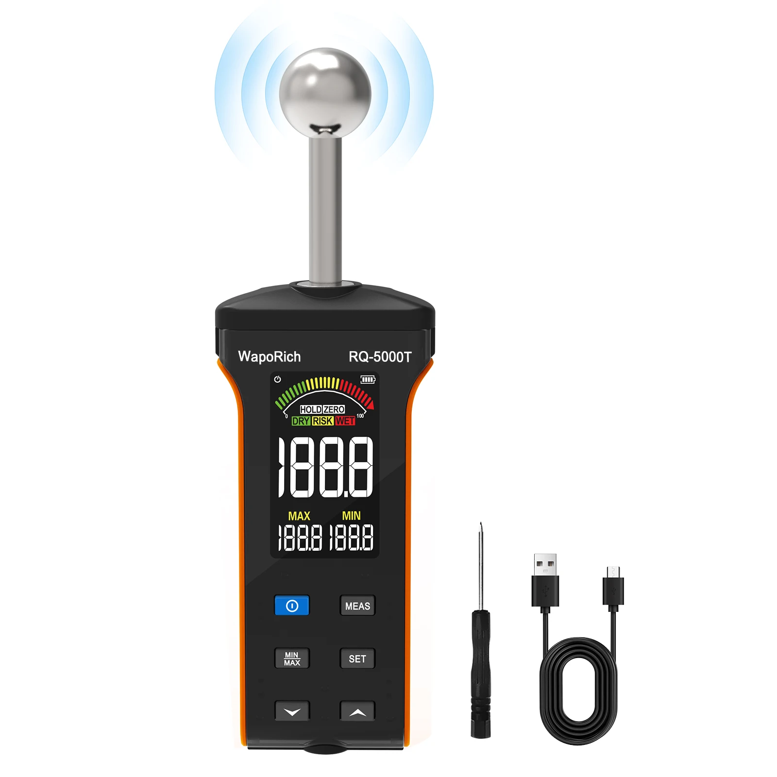 مقياس رطوبة الخشب، مقياس رطوبة بدون دبابيس للخشب، مستشعر رطوبة الحائط غير المتصل، جهاز اختبار الرطوبة الرقمي مع إنذار مسموع