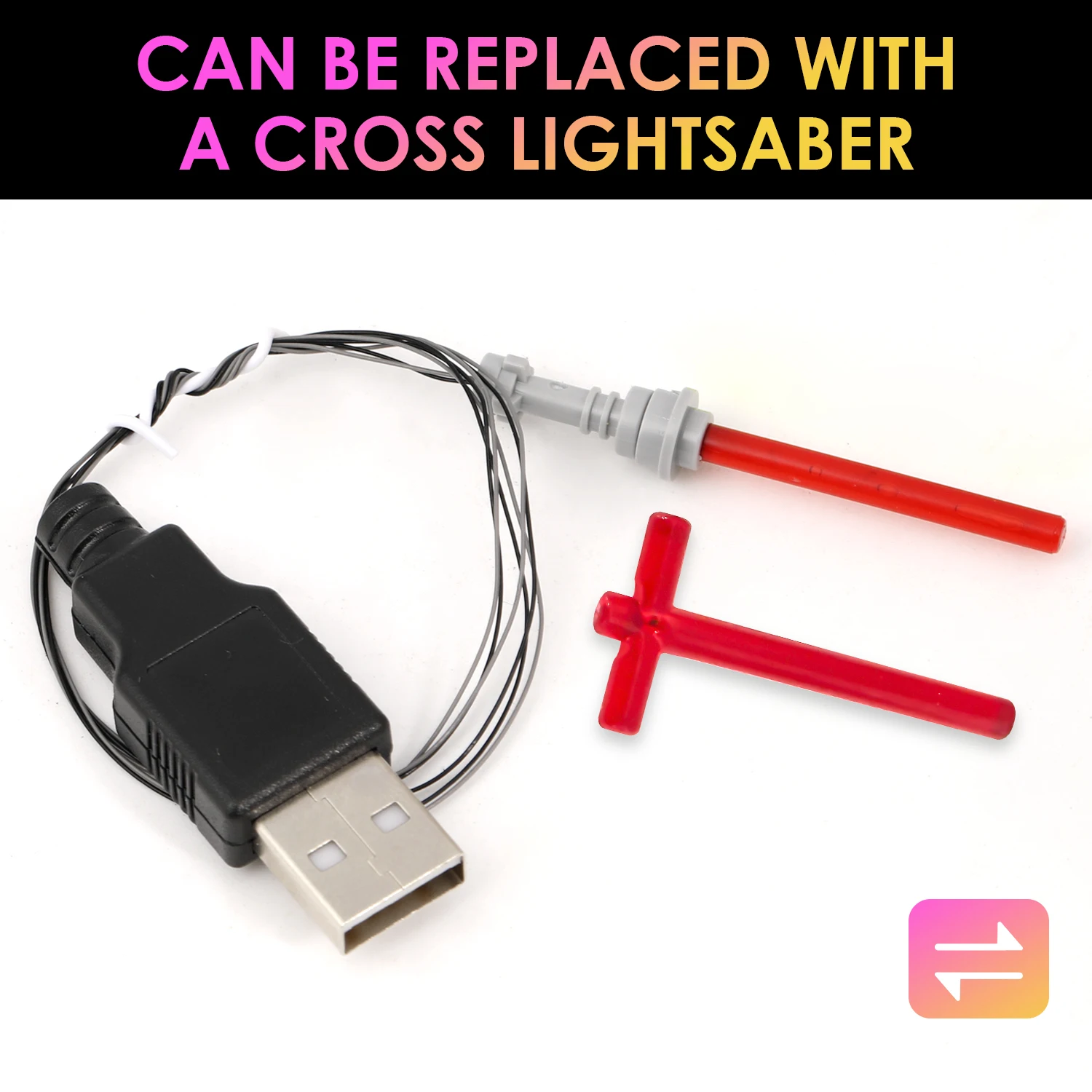 LYBMTWF 1 pièces accessoires de mini figurines de sabre laser, prise USB, accessoires d'armes jouets en blocs de construction