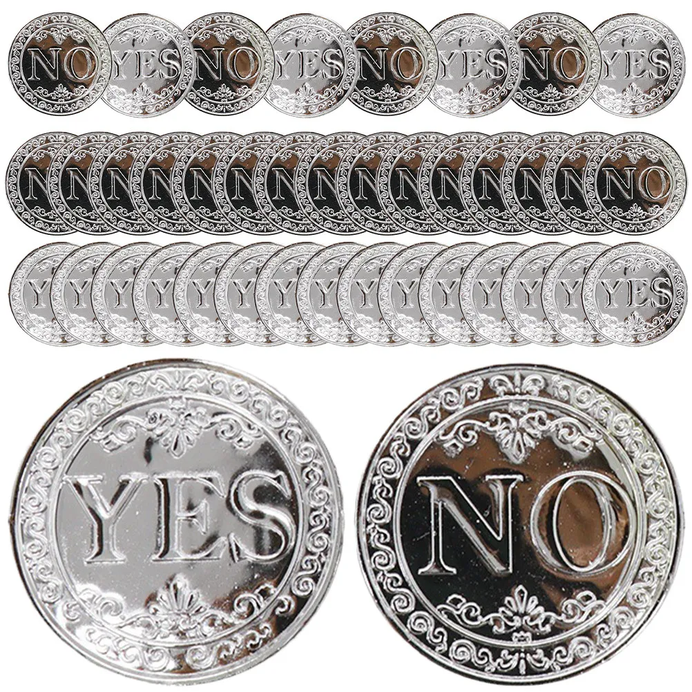 100Pcs Plastic Yes No Coin Decision Maker Flip Coin for Party Game Props Halloween Birthday Theme Party Treasure Hunt Favors