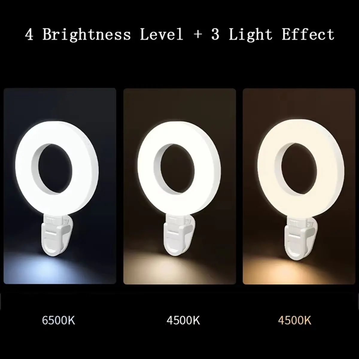 HowAA87 Mobile Phone Fill Light, LED Selfie Light Anchor Live Broadcast Photo Light, Laptop Video Conference Ring Light White