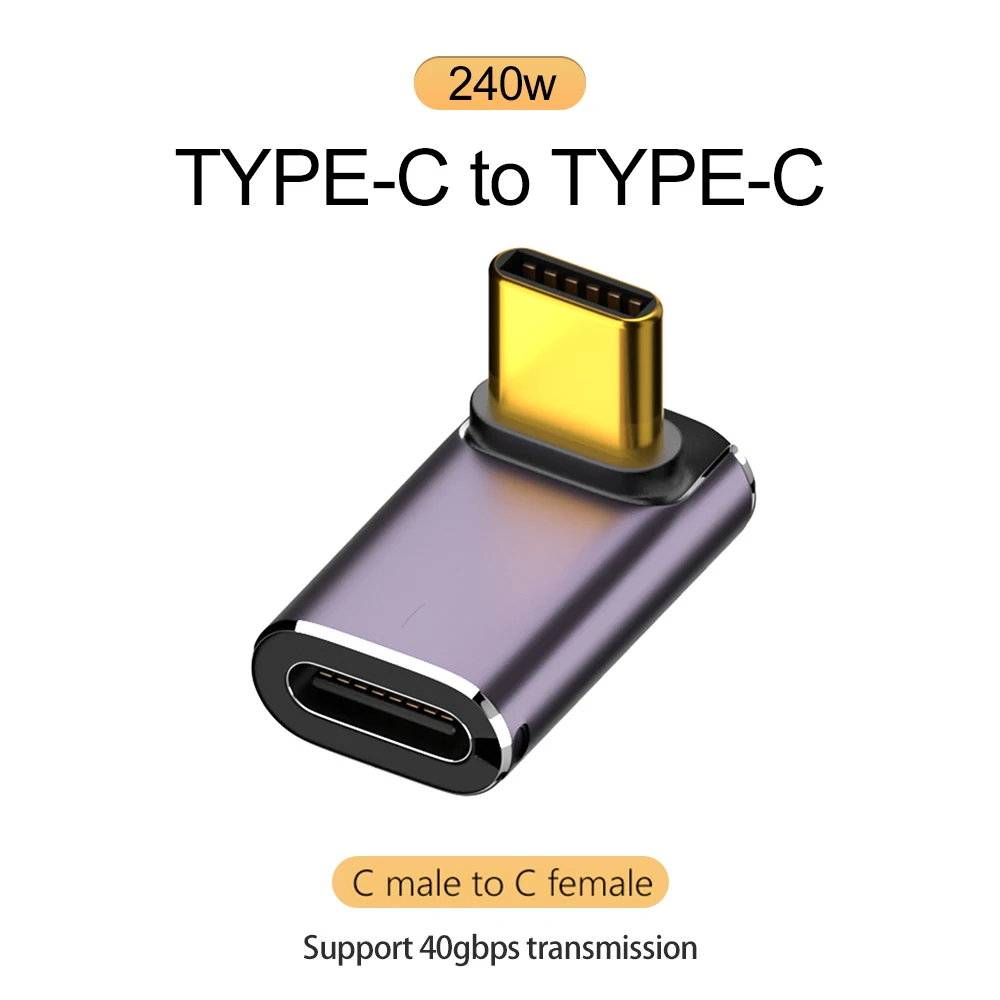 NNBILI 5A Typ-C OTG Adapter 240W Schnelllade-Datenkonverter USB4.0 40Gbps Unterstützung 8K 60Hz USB C 90/180 Grad Winkeladapter