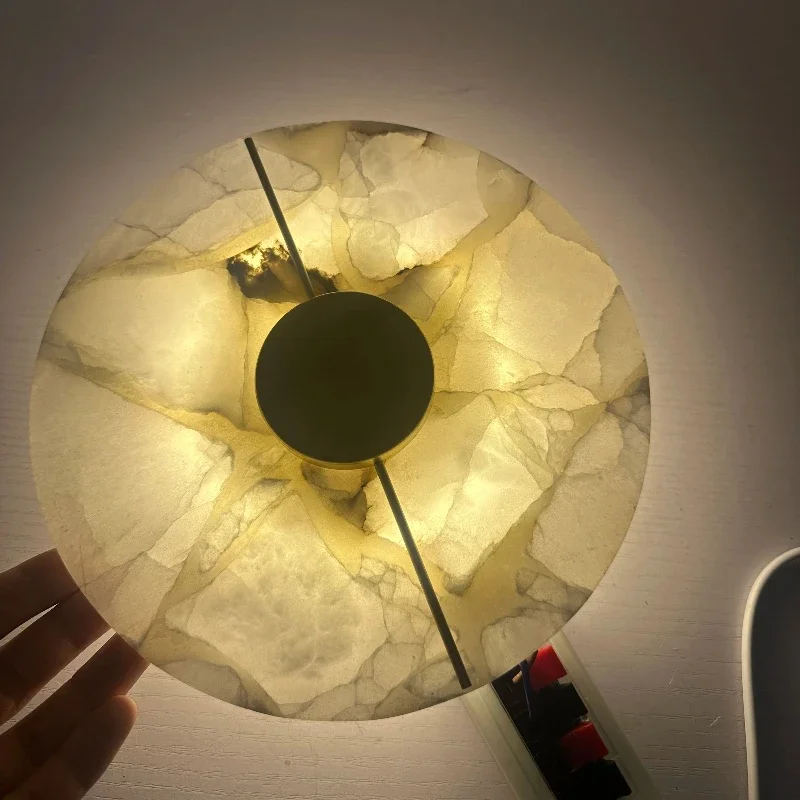 

Modern Gold Alabaster Marble Wall Sconce Creative Bedside Indoor Lighting for Living Room Aisle Home Decor