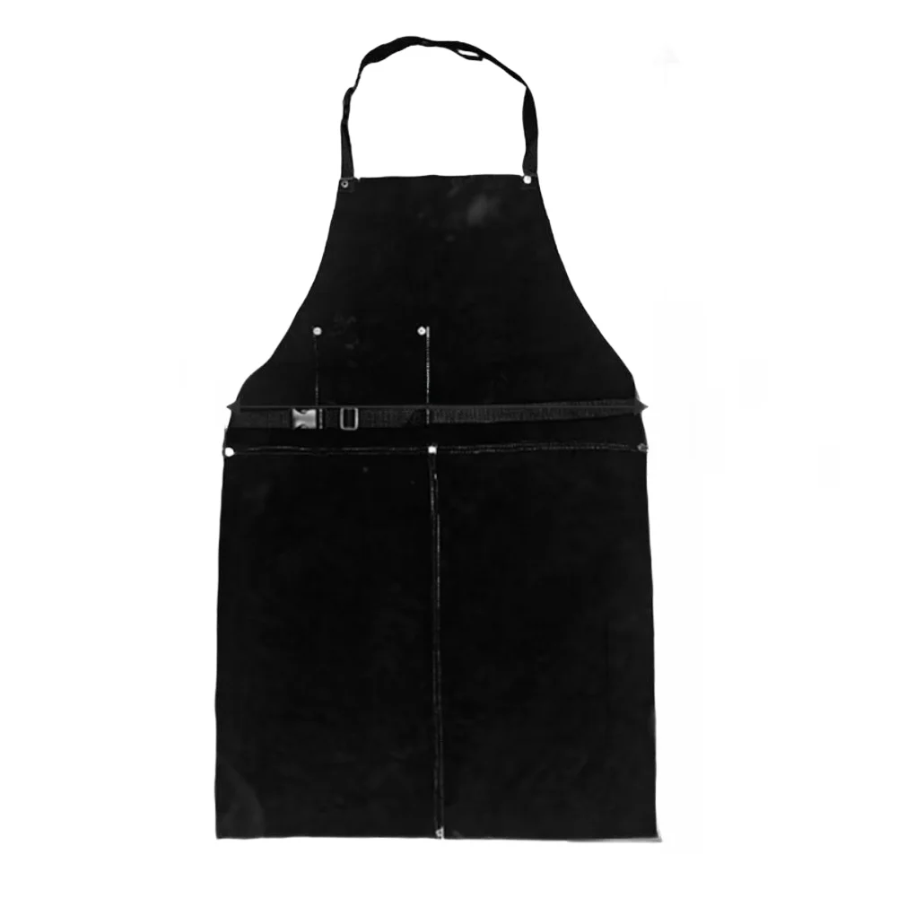 Cowhide Welding Apron Heat Resistant With Large Pockets For Welders Metalworking Workshop Safety Protective Clothing