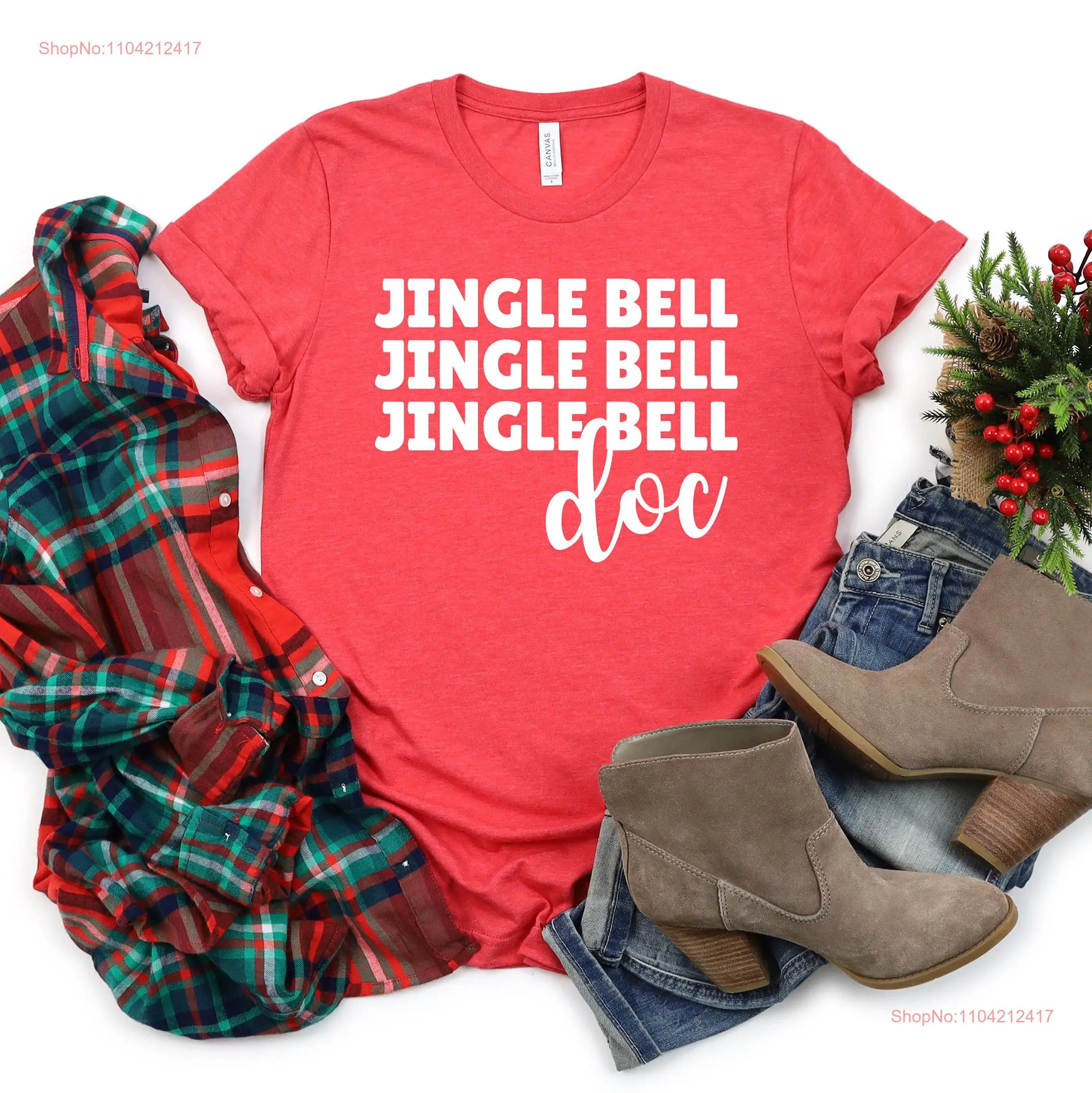 Jingle Bell Doc Holiday T Shirt Optometrist Ophthalmologist Ophthalmic Tech Opto Christmas Doctor long or short sleeves