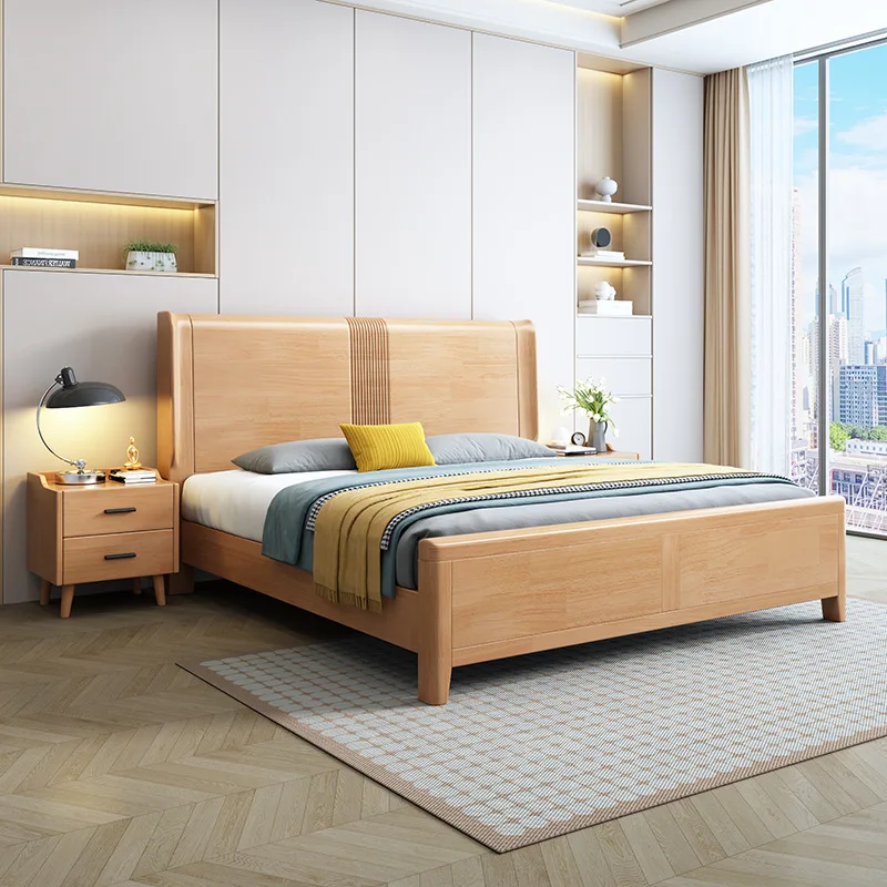 

Factory direct sales brand Nordic solid wood bed simple European light luxury modern simple European rubber wood advanced master