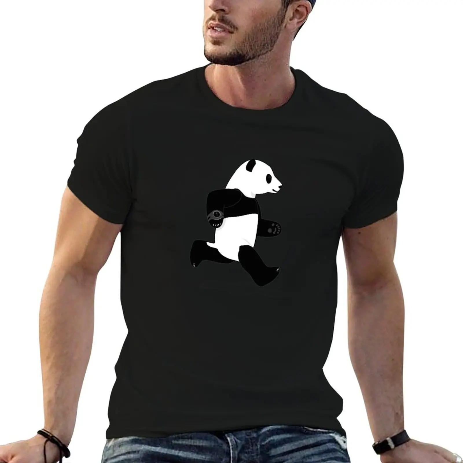 Camisetas de calidad, Camiseta 100% de algodón de lujo, camisas altas para hombre, marca Running Panda t