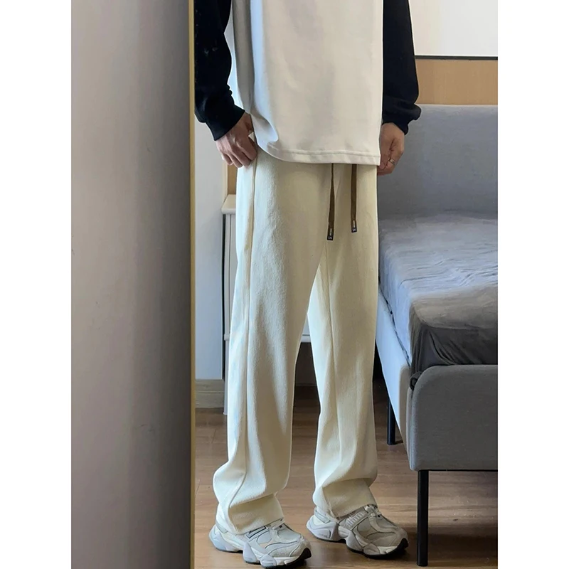 

Casual Straight Leg Men's Sweatpants Youthful Loose Fit Trousers Faionable Brand Autumn Long Pants Polyester Spandex Blend