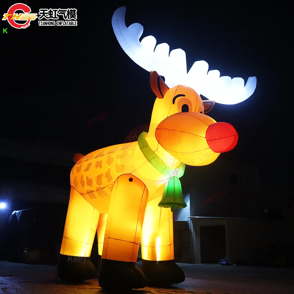 

Гигантский надувной олень высотой 8–26 футов со светодиодной подсветкой, рождественское украшение, надувная модель оленя для наружного двора