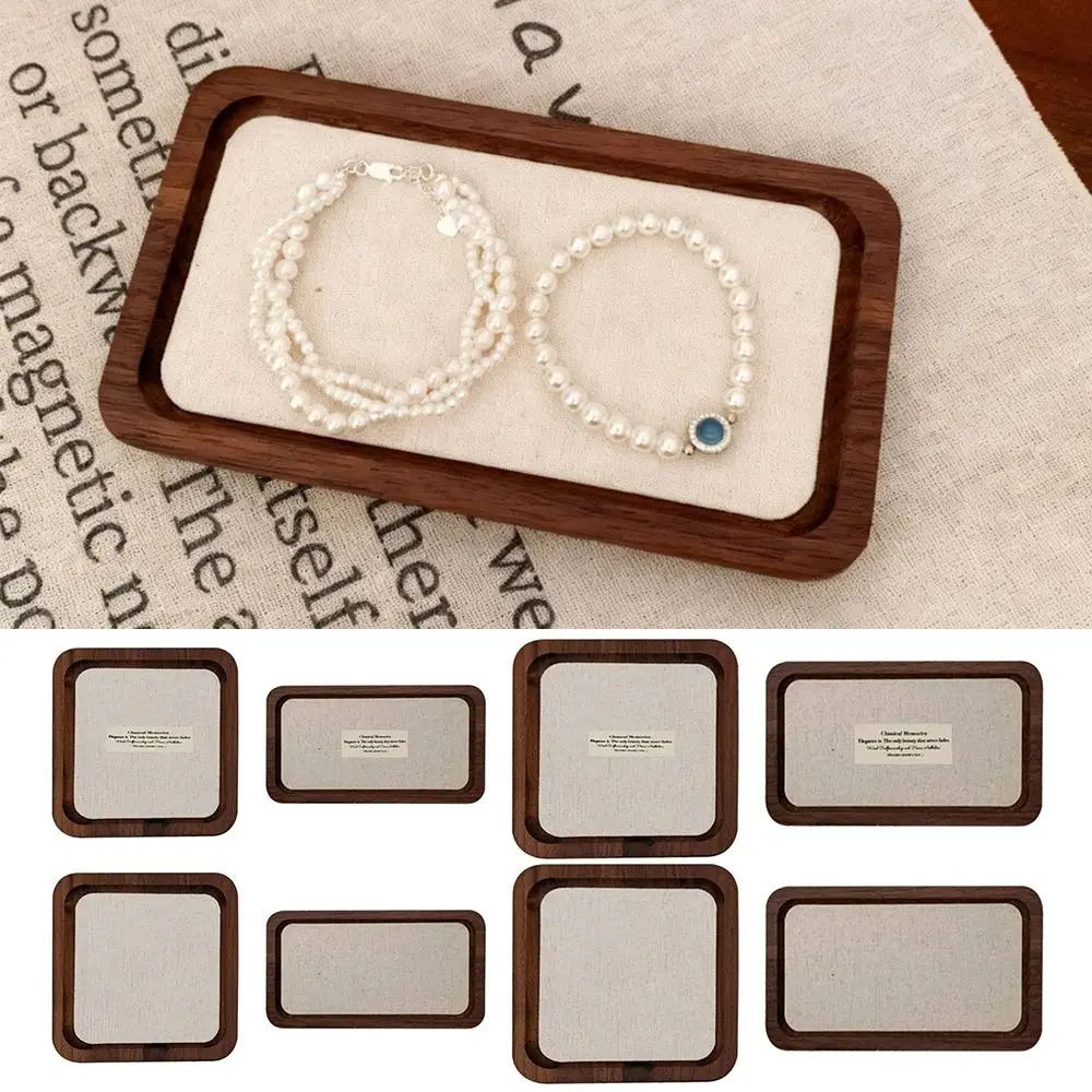 

Walnut Colored Wooden Jewelry Tray Solid Wood Minimalist Style Jewelry Display Tray Wooden Material Retro Design