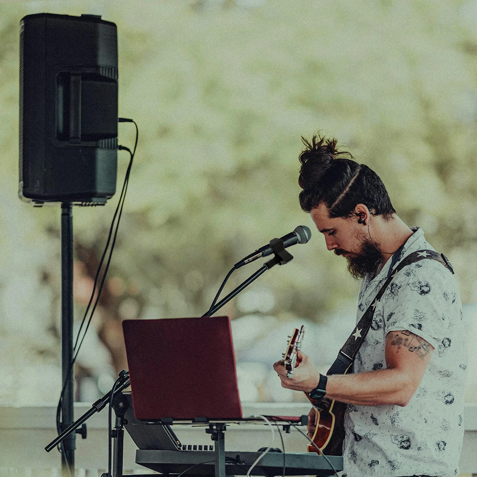 1pcs Universal Microphone Clip Clamp Bracket 1/4 Inch Condenser Microphone Clip Black Live Tripod Stand Accessories