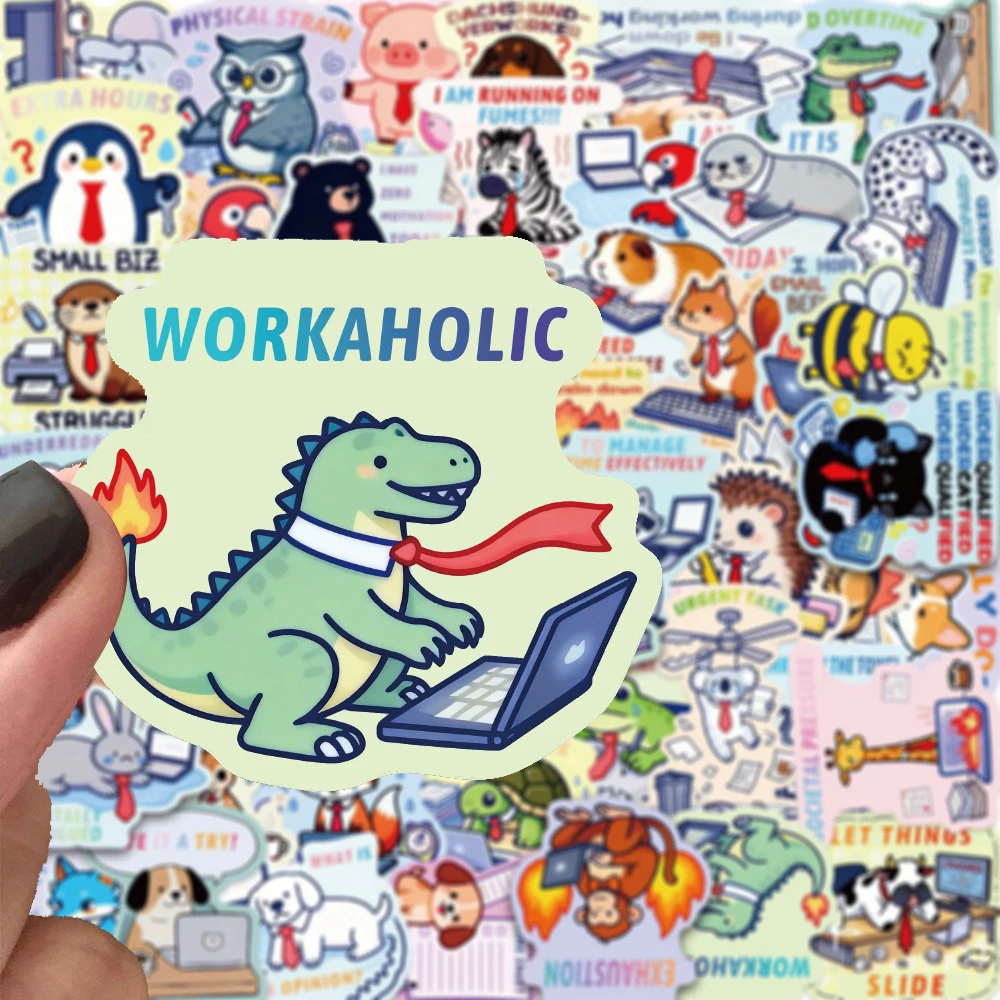 

10/30/50pcs Cartoon Working Animals Stickers Funny Creative Graffiti Decal Water Bottle Phone Laptop Sticker Decoration Supplies