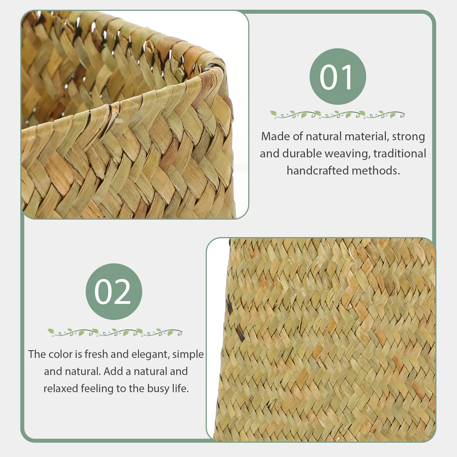 

Creative Seagrass Woven Vase Handmade Decorative Flower Pot for Desktop Home Office Dried Flower Holder Vases Simple Vase