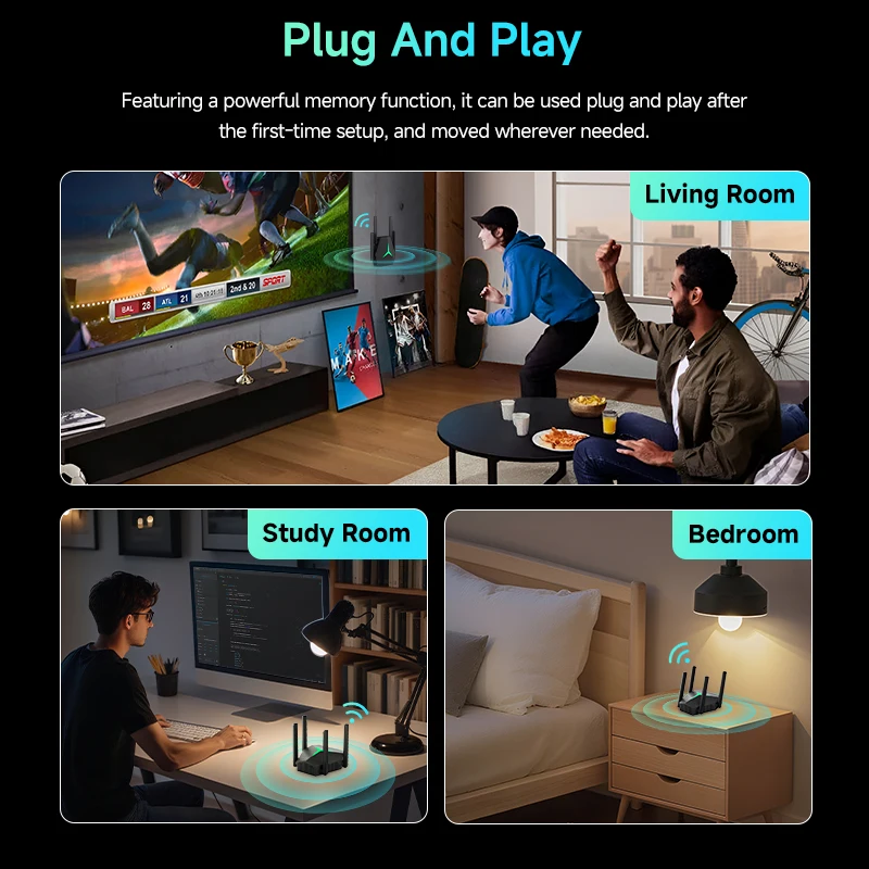 KEBIDUMEI 1200Mbps WiFi repetidor 2,4G/5GHz amplificador de señal Wi-Fi extensor enrutador red Wlan WiFi repetidor WIFI Booster