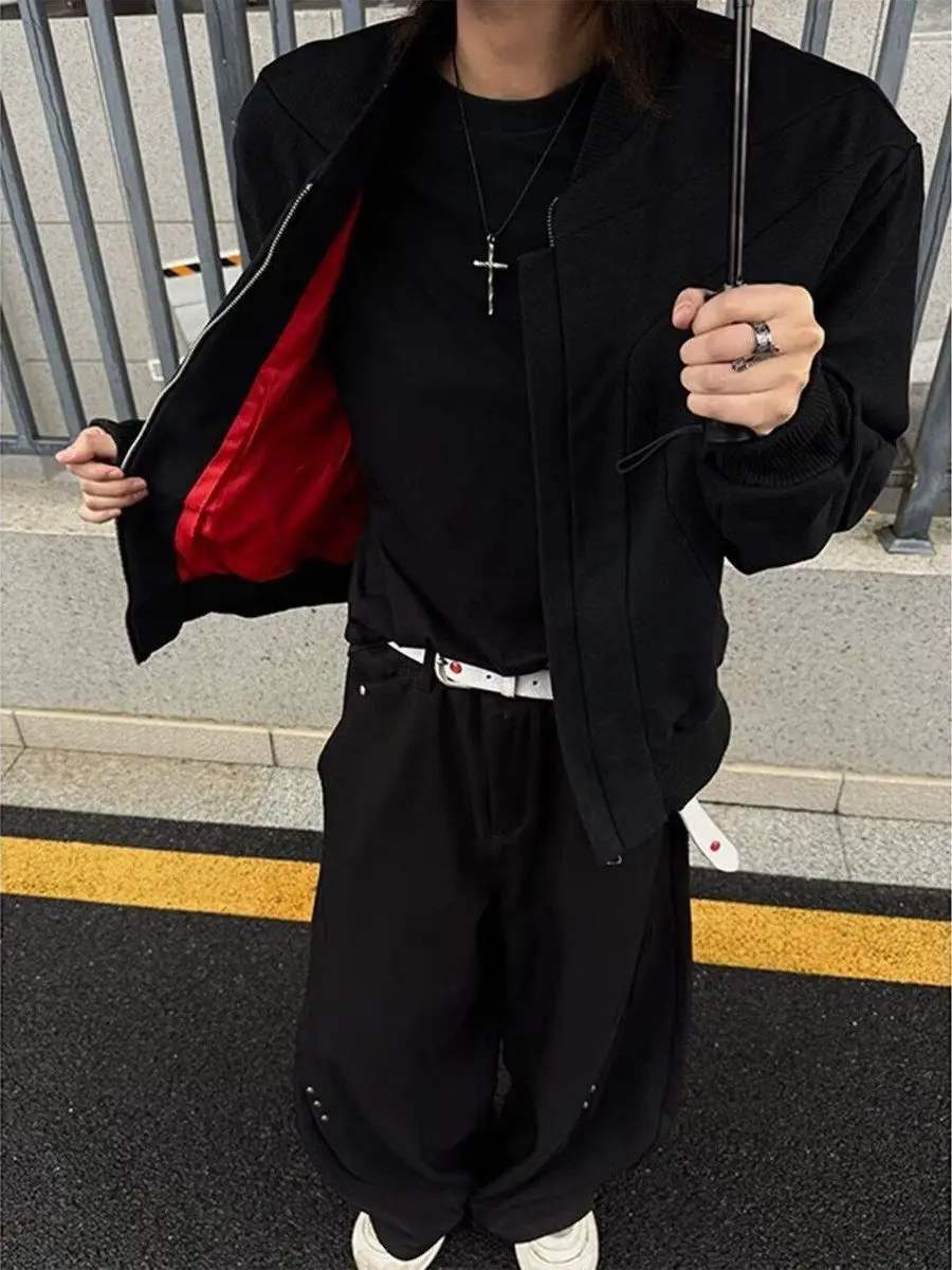 

New Men's ort Heavy-Du Waed Baseball Jaet Faionable Spring Autumn Flight Jaet oulder Enhancing American Sle