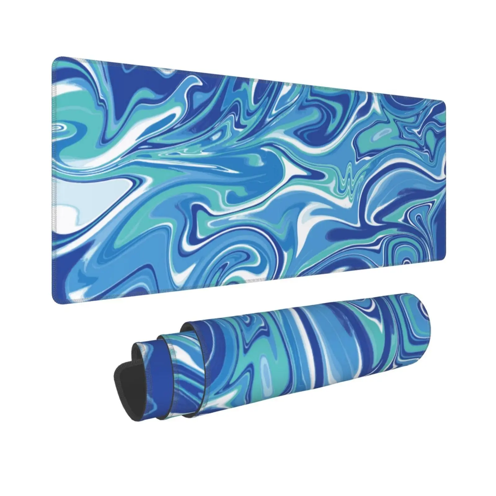 

Blue and White Marble Fluid Pattern Liquefied Gaming Mouse Pads, Cute Blue Fun Office Decor, Non-slip and Waterproof Mouse Pad