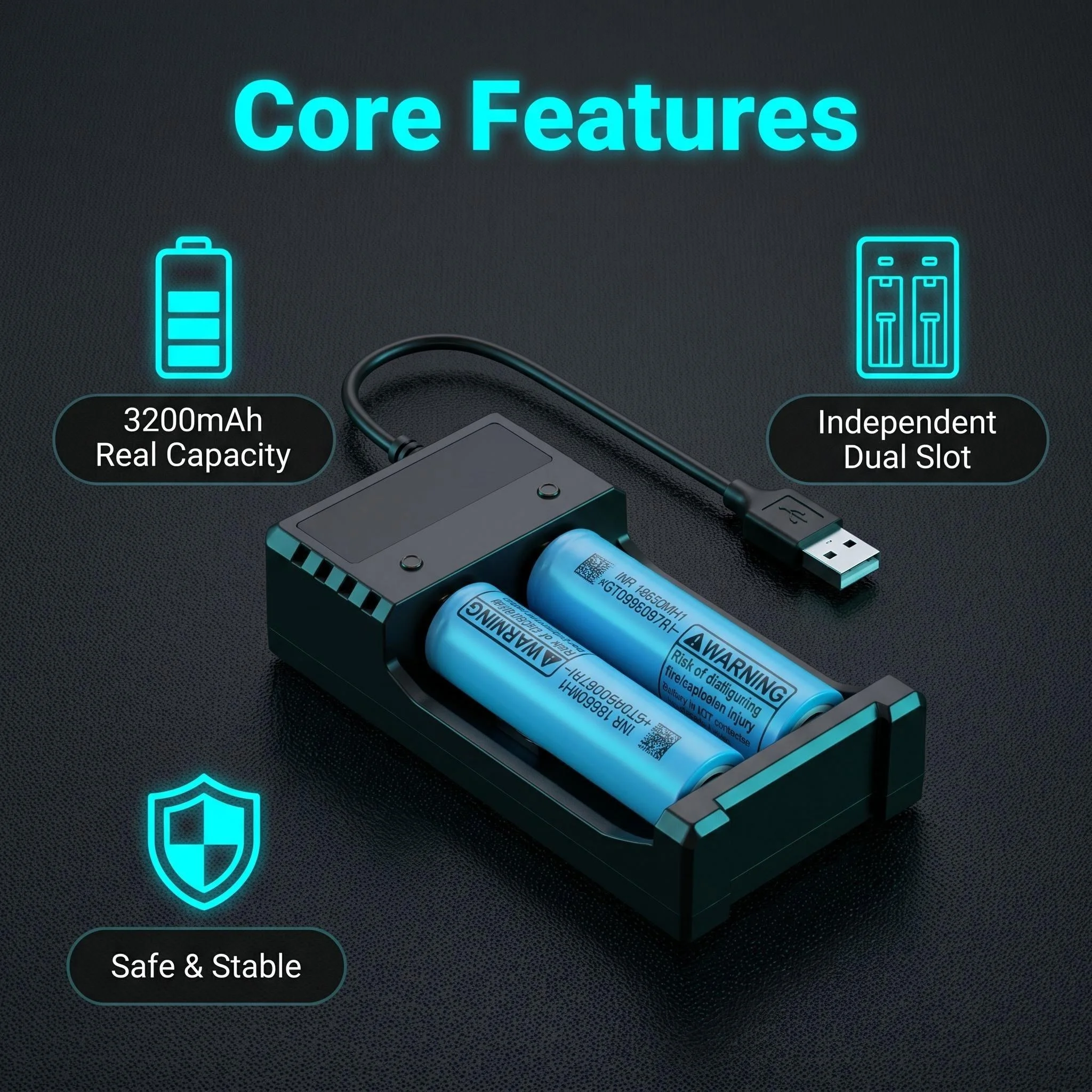 

For Flashlight Toy Tool + USB Charger 3.7V Rechargeable Battery INR18650 MH1 2000mAh 3200mAh Real Capacity 30A High Drain