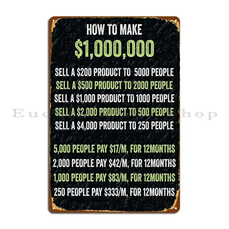 How To Make A Million Dollars Metal Plaque Poster Classic Create Customized Wall Cave Tin Sign Poster