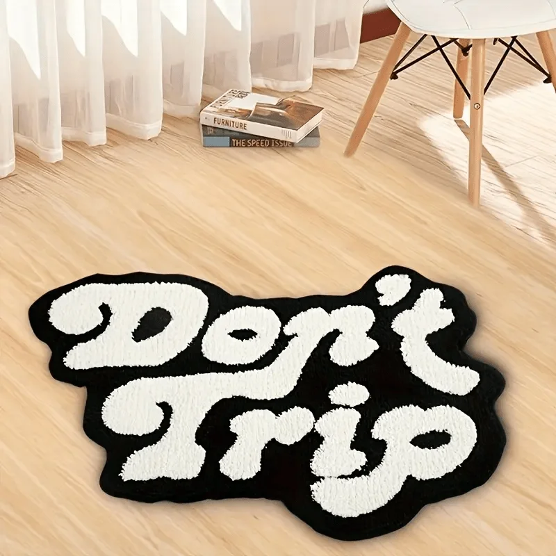 

Irregular Trendy Letter Living Room Mat Made Of Imitation Fleece Creative Indoor Decorative Mat