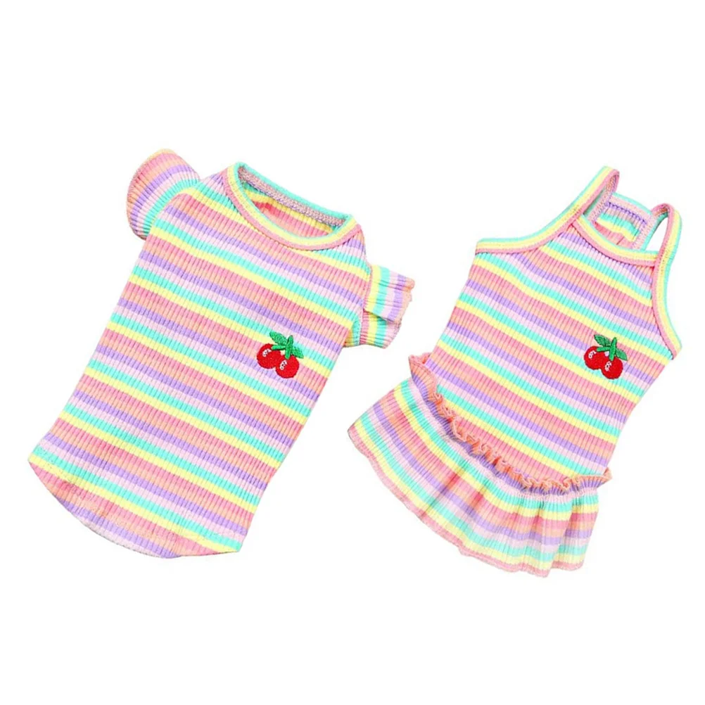 

2 Pcs Summer Clothes for Pets Puppy Small Dog Dresses Printing Apparel Pink 95% Cotton