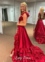 Lucy-vestido De noche en capas con espalda descubierta para mujer, elegante vestido De fiesta De lujo, 2024