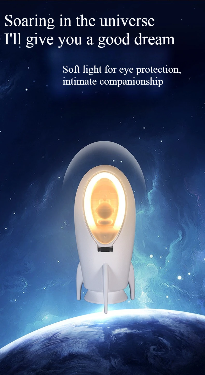مكبر صوت بلوتوث صاروخي جديد، ضوء ليلي إبداعي، غرفة نوم منزلية بجانب السرير، ضوء محيطي ناعم، هدايا العيد