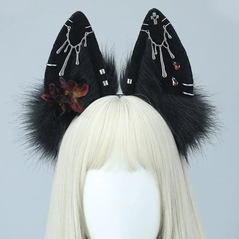D0ub pluche wolf oren haaraccessoires voor rollenspel en festivalvieringen