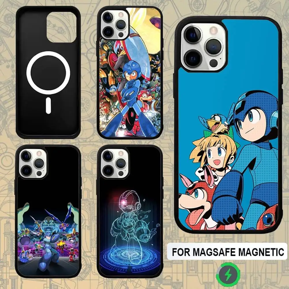 

M-MegamanS X Phone Case For IPhone 16e,16,15,Pro,Max,14,Plus,13,12,11 Magesafe Magnetic Wireless Charge Cover