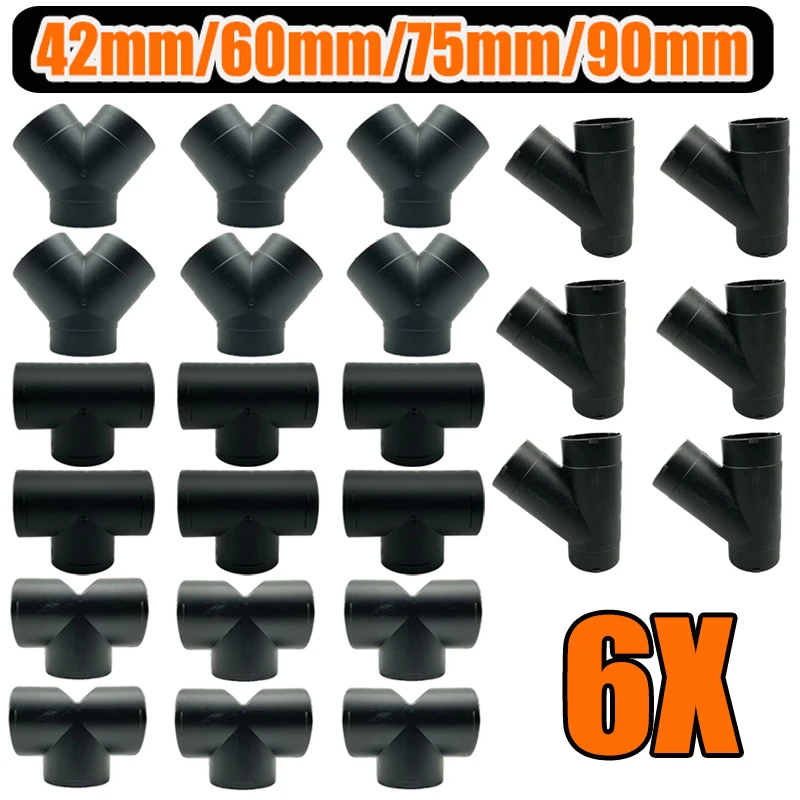 

6X 42/60/75/90mm Air Ducting Pipe Vent T Piece Y Branch Connector Joiner Splitter For Webasto Eberspaecher Heater Accessories