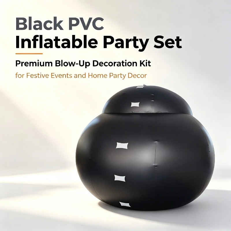 Black PVC Inflatable Party Set, Premium Blow-Up Decoration Kit for Festive Events and Home Party Decor