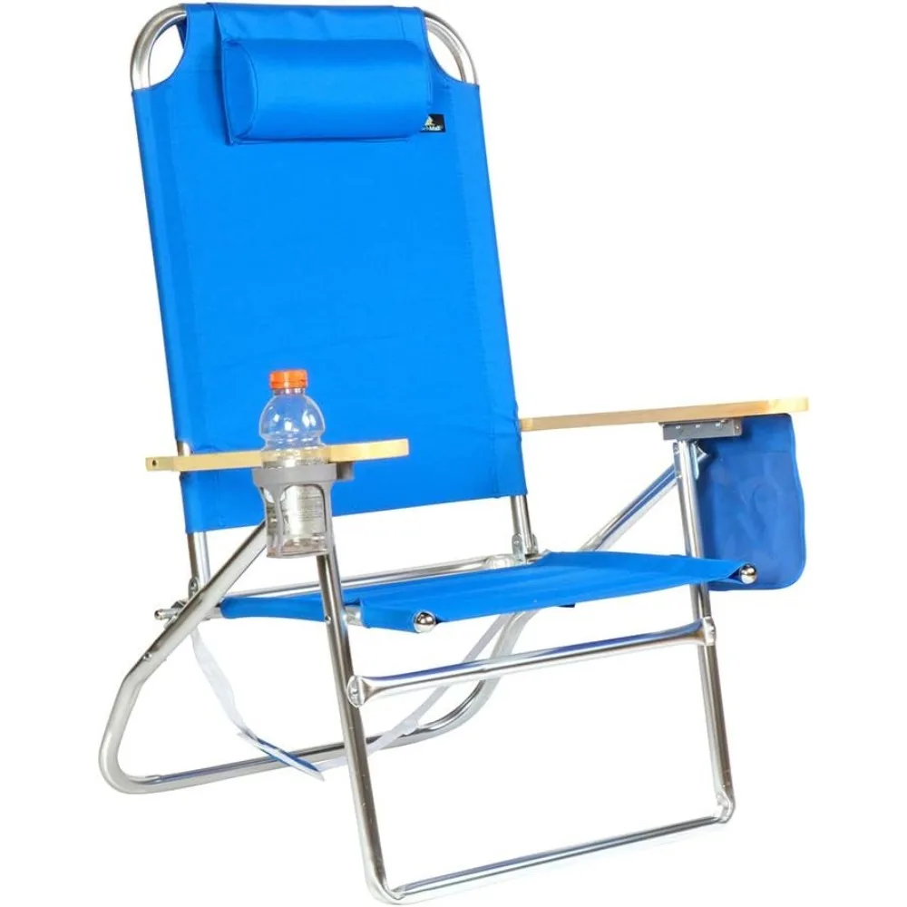 

Extra Large - High Seat of The Ground with 3 Reclining Position Aluminum Heavy Duty Beach Chair for Adults with Cup Holder