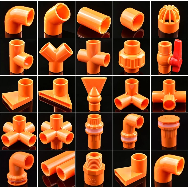 20~50MM Orange PVC Water Supply Pipe Fittings Direct Elbow 3-way Connector Ball Valve For DIY Aquarium Fish Tank Discharge Joint