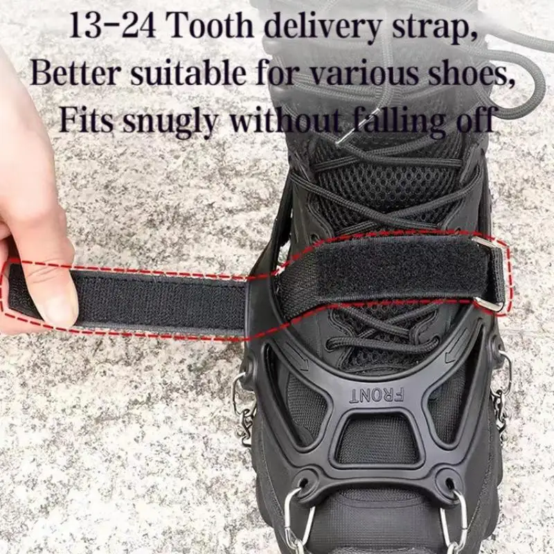 في الهواء الطلق تسلق الجبال الجليد مخلب غطاء الحذاء 24 الأسنان المضادة للانزلاق الثلوج الفولاذ المقاوم للصدأ سيليكون المضادة للانزلاق للرياضة وفي الهواء الطلق