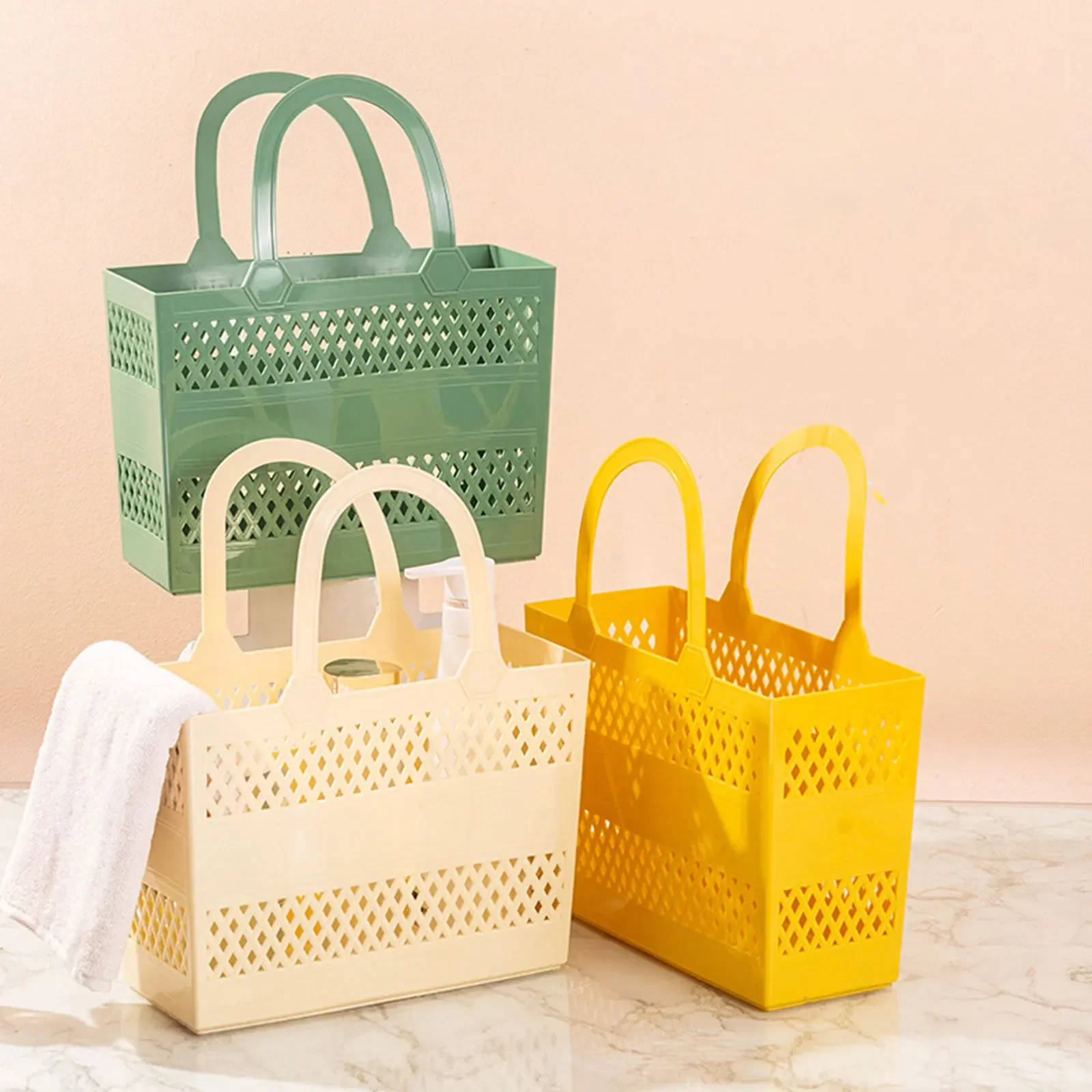 

Shower Caddy Basket with Handles Portable Large Capacity Drainage Box Household Storage Basket for Camp Bathroom Beach Dorm Gym