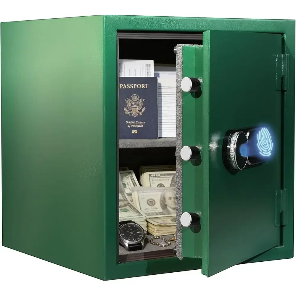 Biometric Fingerprint Safe with Auto Access, Waterproof, Digital Keypad, Emergency Keys, Steel Security for Documents, Cash, and
