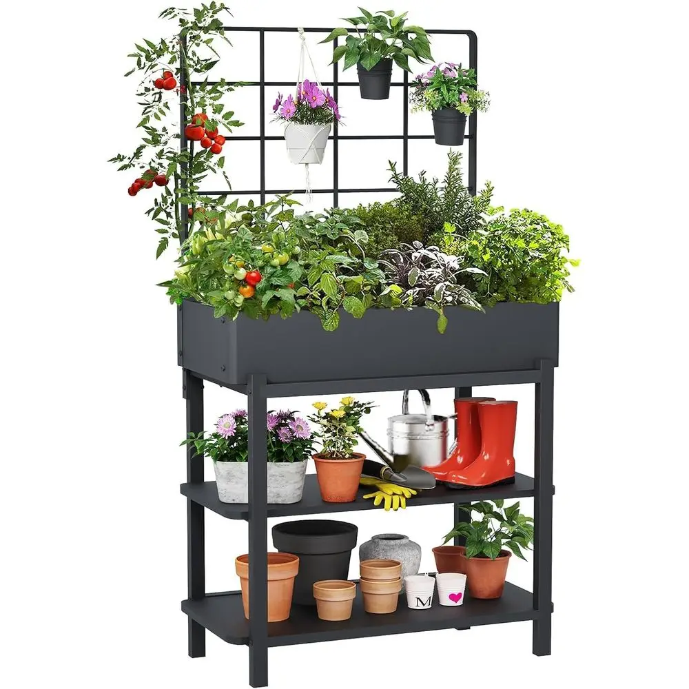 

Приподнятая грядка с решеткой, высокая грядка на ножках, для улицы, садовая грядка из железа, для овощей, трав, Lowe