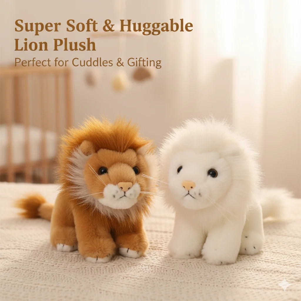 

Имитация льва, плюшевые игрушки, животные джунглей, коричневый, белый лев, плюшевые куклы, украшение для рабочего стола, детские сувениры, подарки на день рождения